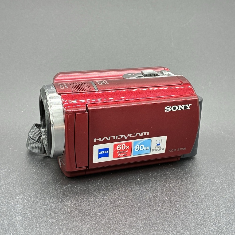 Sony Handycam DCR-SR68 Red 80GB Camcorder Handycam Tested Works Charger Battery
